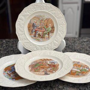 Set of 4  Luncheon/Salad Plates  "English Toasting":Fondeville Ambassador Plates